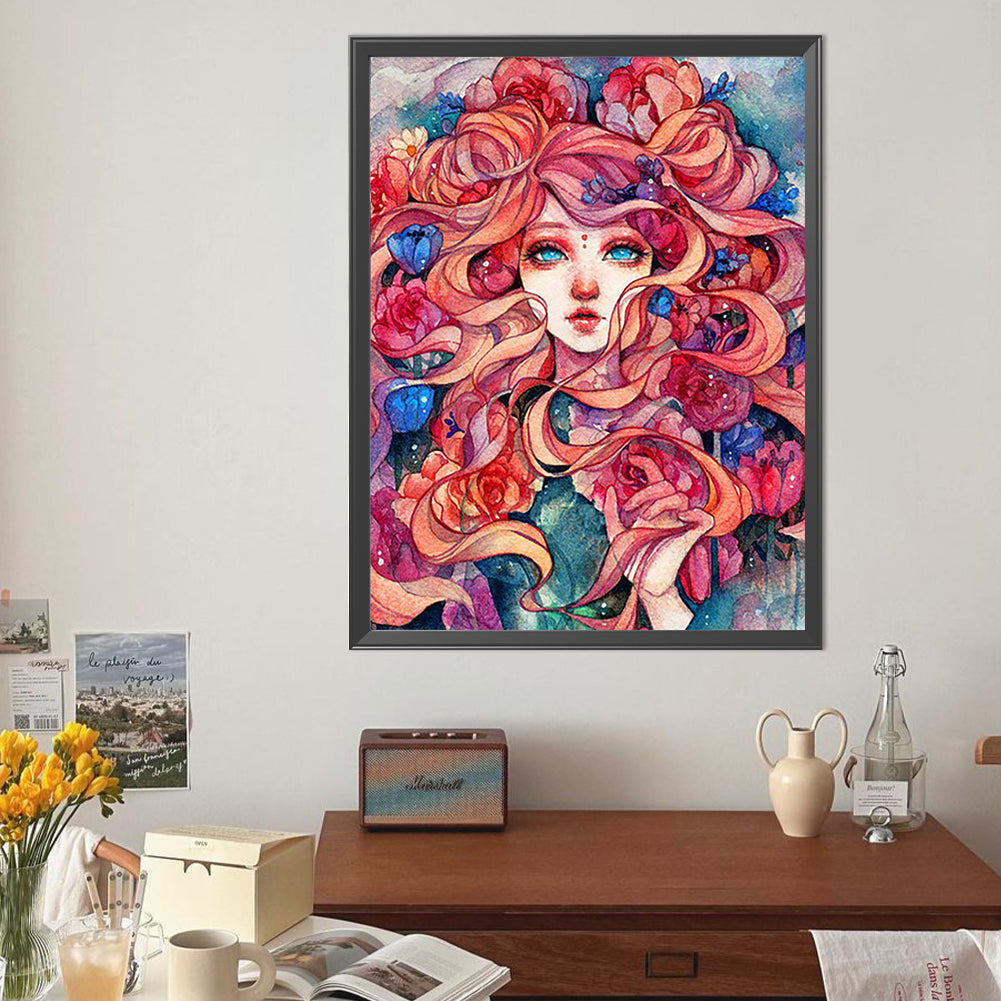 Flower Girl - Full Round Drill Diamond Painting 40*50CM