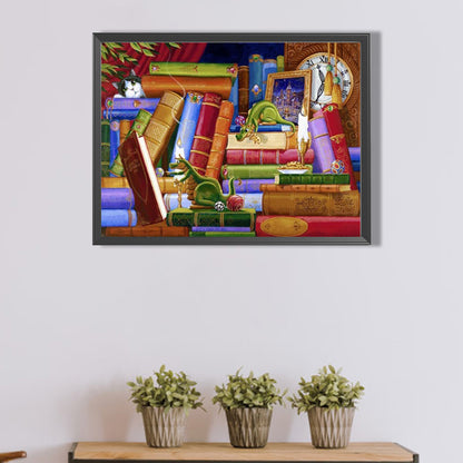 Dragon On Bookshelf - Full AB Square Drill Diamond Painting 40*30CM