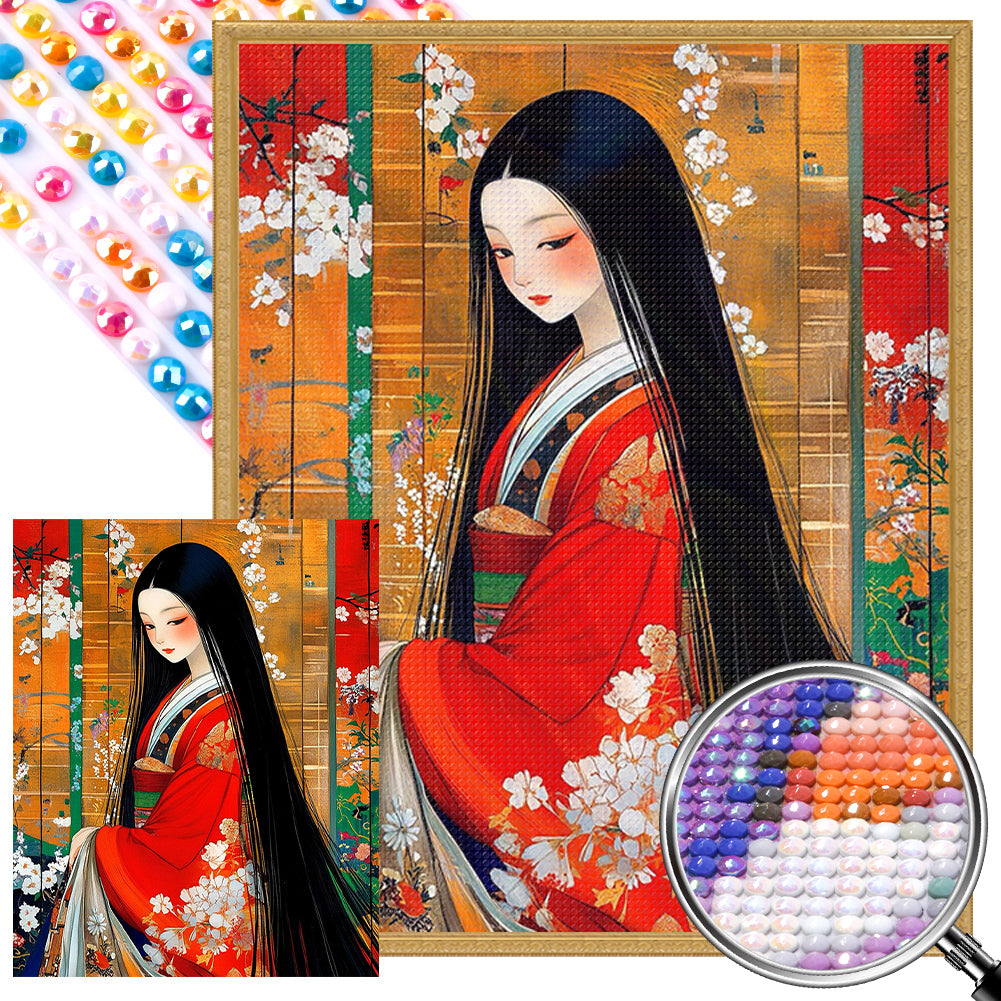Japanese Girl - Full AB Round Drill Diamond Painting 40*50CM