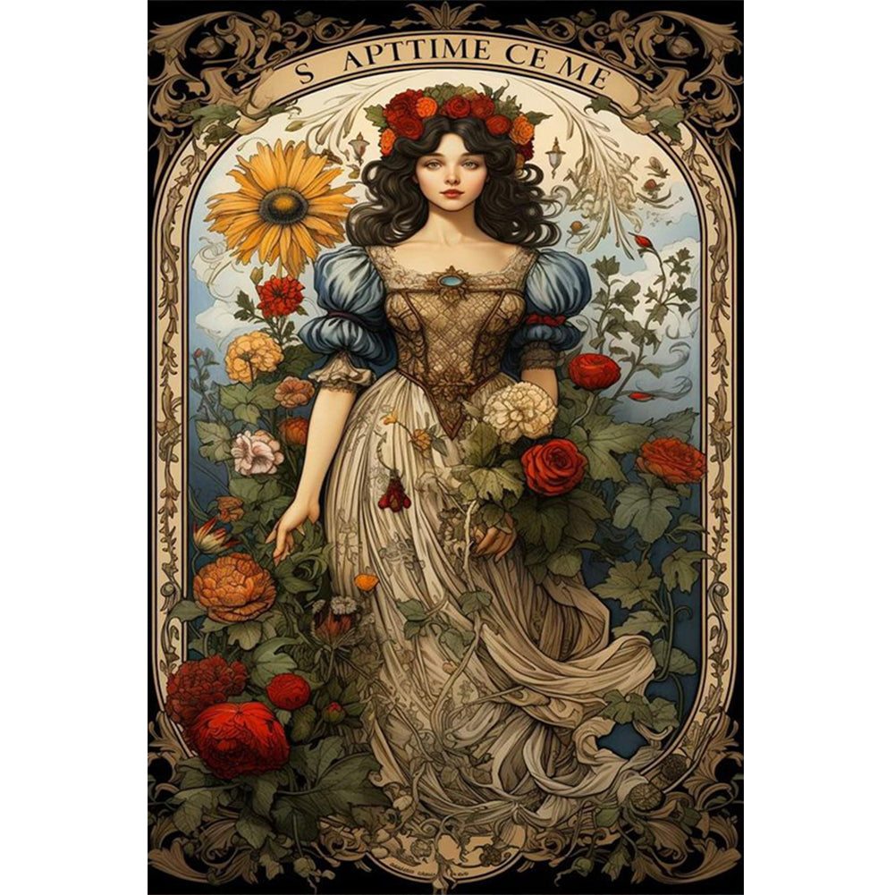 Black-Haired Goddess - Full Round Drill Diamond Painting 40*60CM