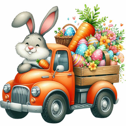 Easter Bunny Car - Full Round Drill Diamond Painting 40*40CM