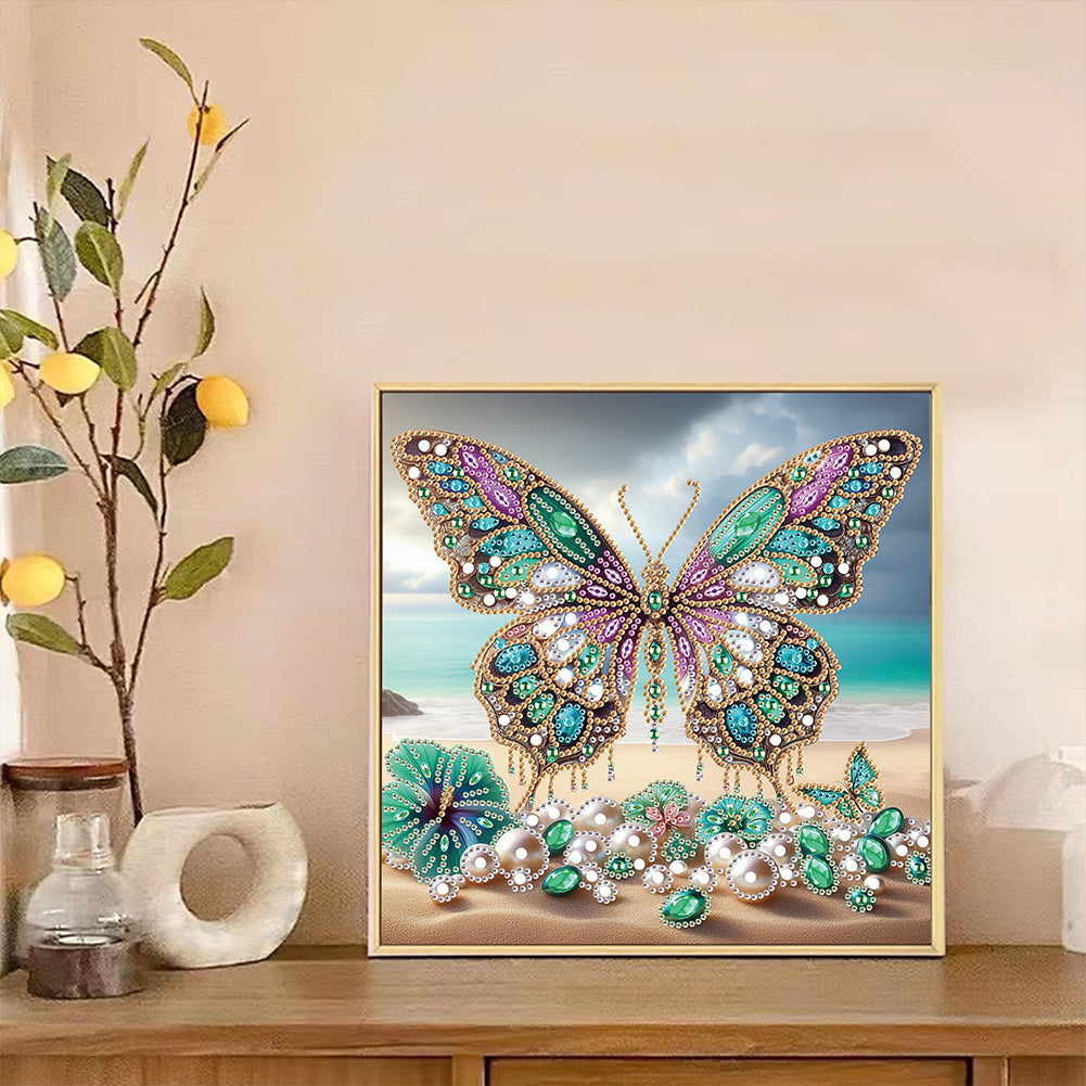 Beach Butterfly - Special Shaped Drill Diamond Painting 30*30CM