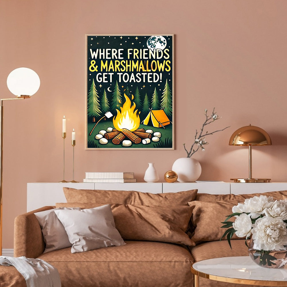 Outdoor Camping Bonfire - Full Round Drill Diamond Painting 30*40CM