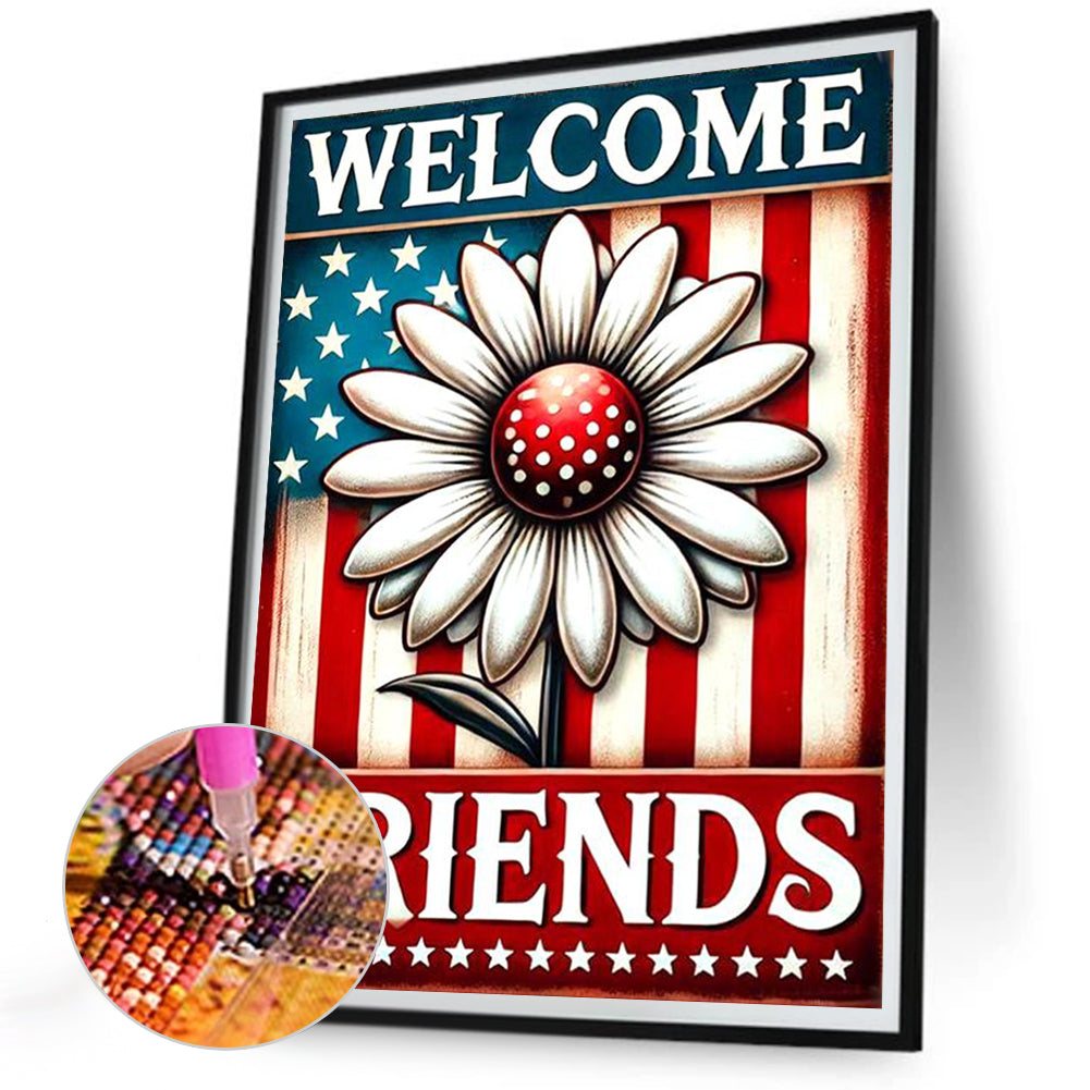 Union Jack Daisy - Full Round Drill Diamond Painting 30*40CM