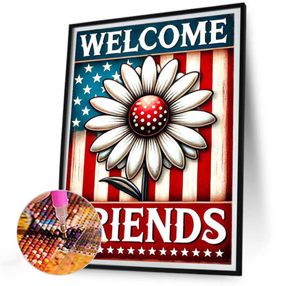 Union Jack Daisy - Full Round Drill Diamond Painting 30*40CM