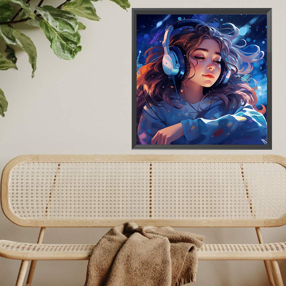 Music Trend Girl - Full Square Drill Diamond Painting 40*40CM
