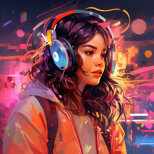 Music Trend Girl - Full Square Drill Diamond Painting 40*40CM