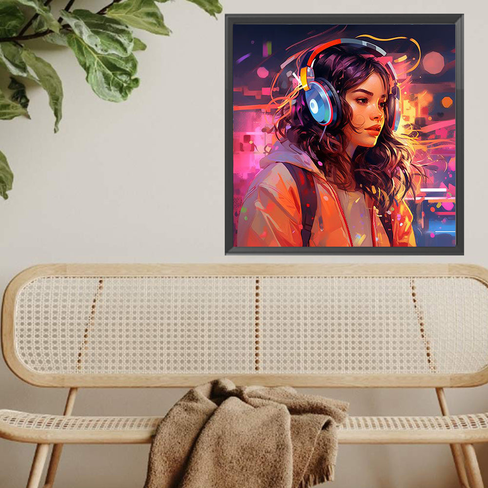 Music Trend Girl - Full Square Drill Diamond Painting 40*40CM