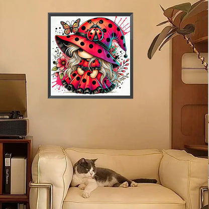 Colorful Ladybug Girl - Full Square Drill Diamond Painting 30*30CM
