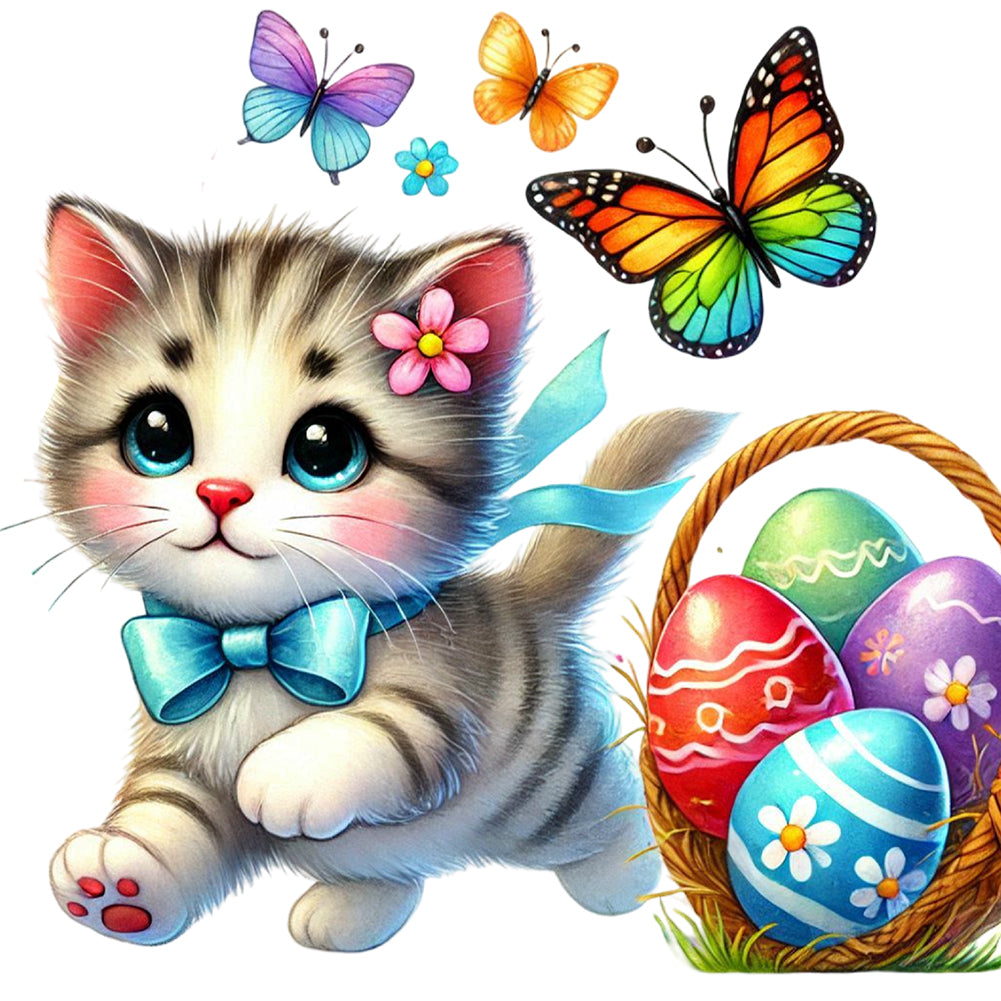 Cat Running - Full Round Drill Diamond Painting 40*40CM