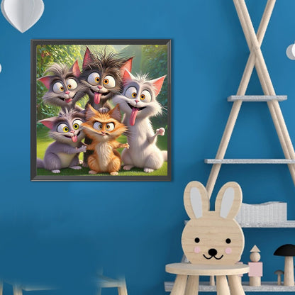 Funny Cat - Full Round Drill Diamond Painting 40*40CM