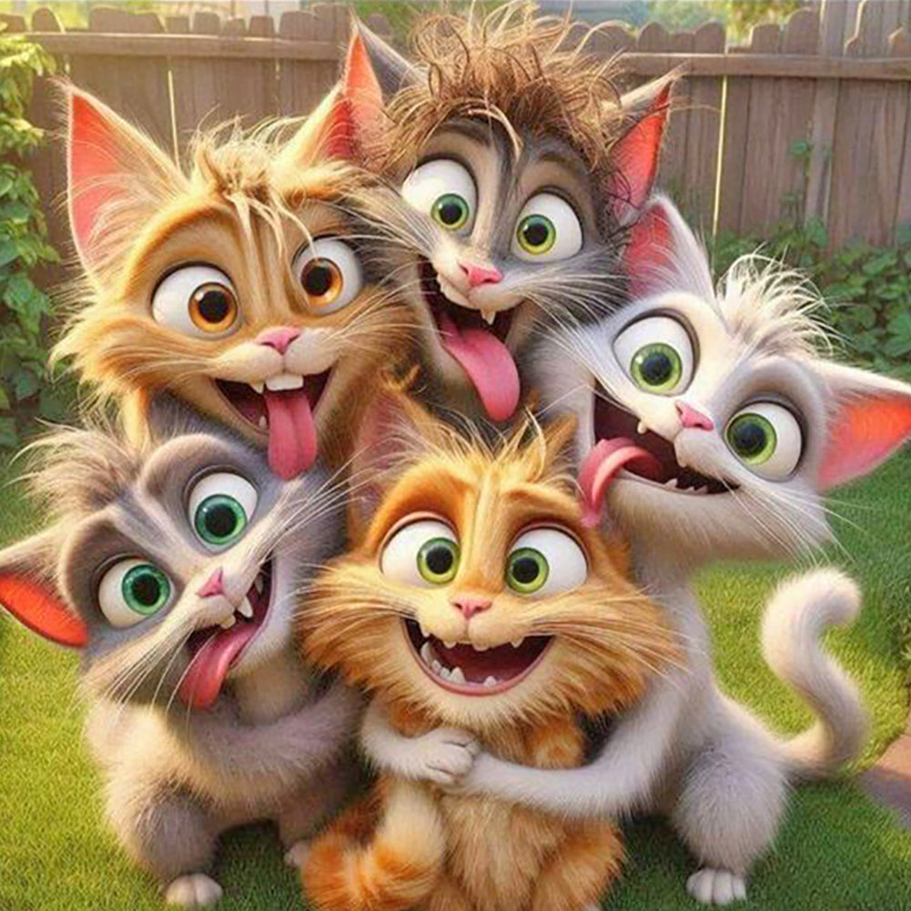 Funny Cat - Full Round Drill Diamond Painting 40*40CM