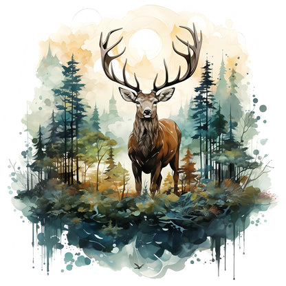 Forest Deer - Full Round Drill Diamond Painting 30*30CM