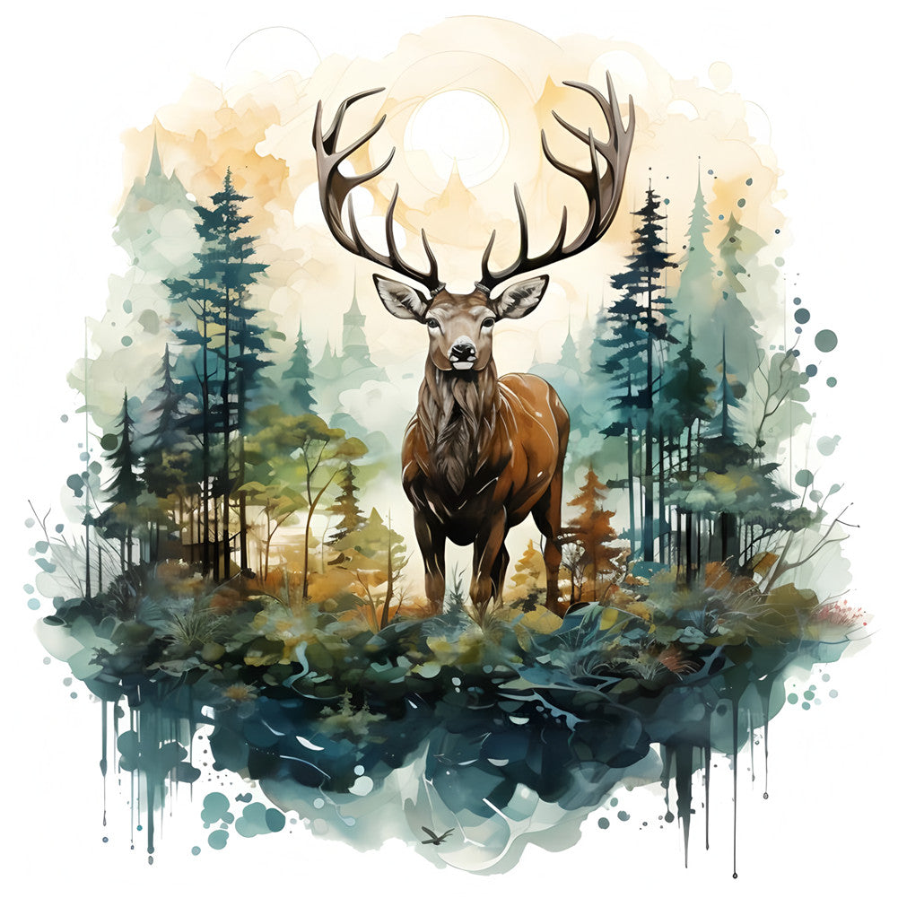 Forest Deer - Full Round Drill Diamond Painting 30*30CM