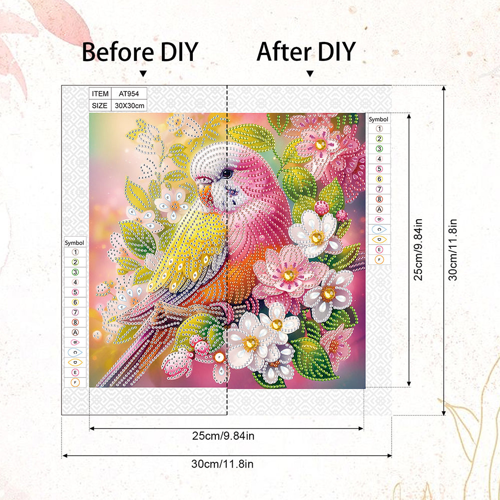 Parrot Bird - Special Shaped Drill Diamond Painting 30*30CM