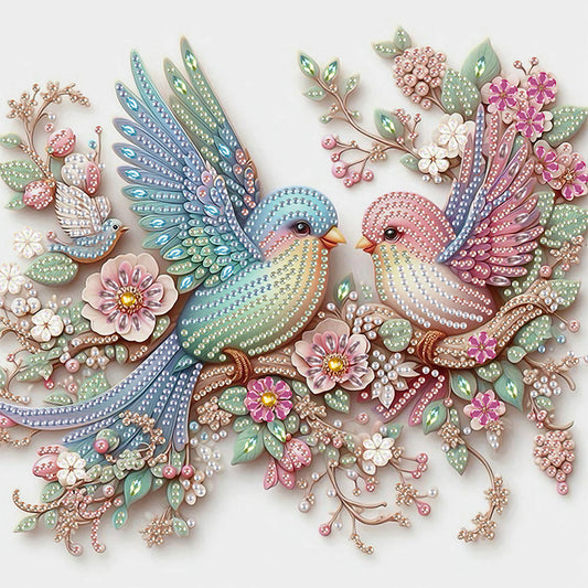 Pink Bird - Special Shaped Drill Diamond Painting 30*30CM