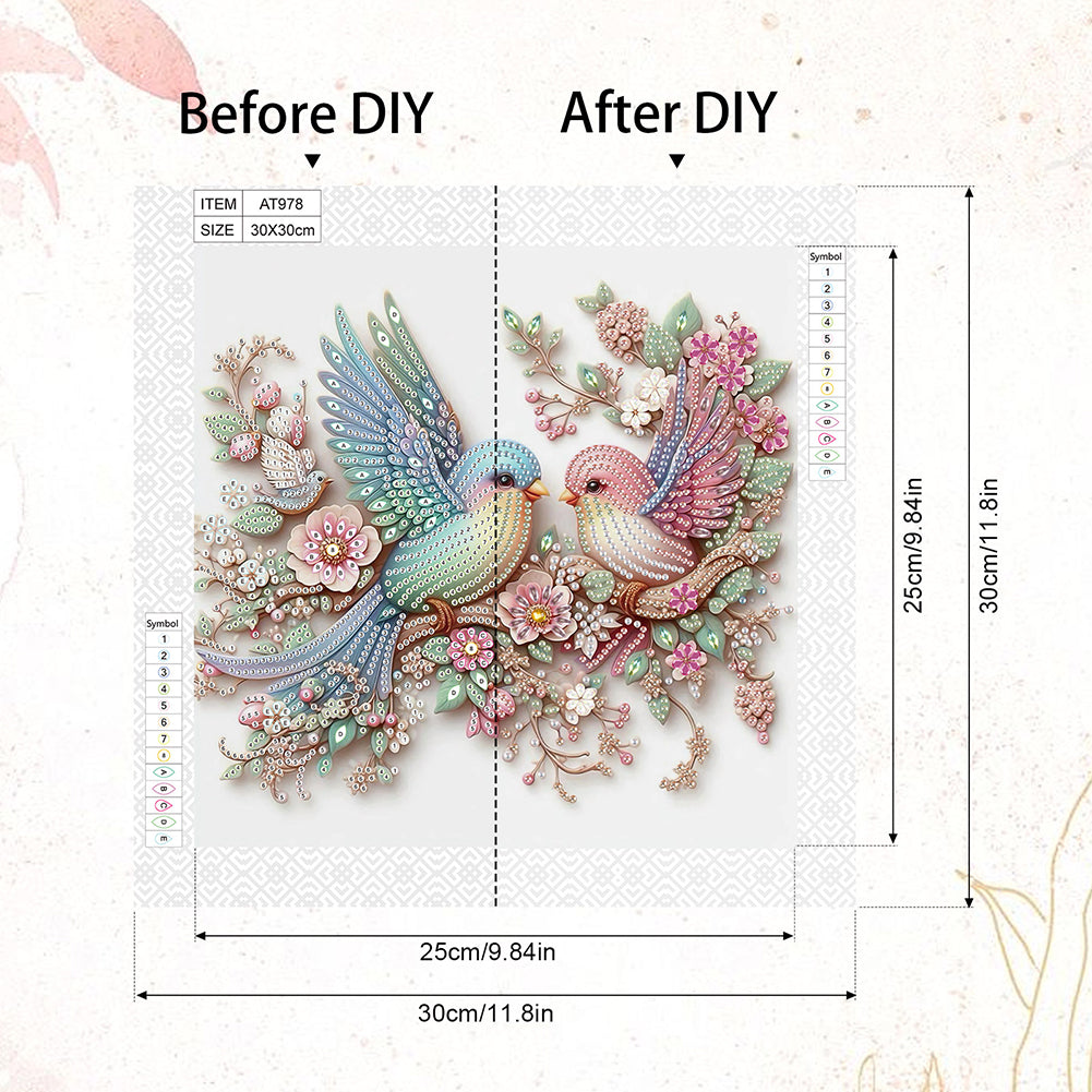 Pink Bird - Special Shaped Drill Diamond Painting 30*30CM