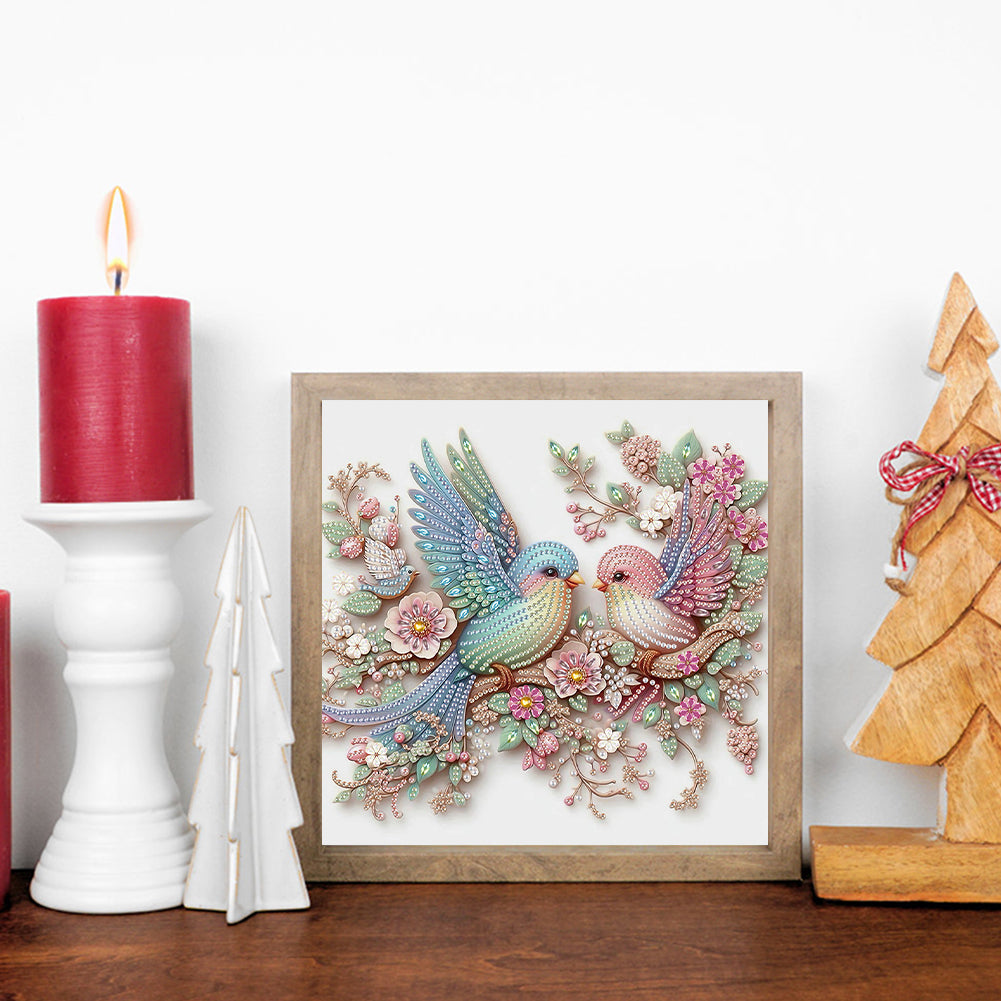 Pink Bird - Special Shaped Drill Diamond Painting 30*30CM