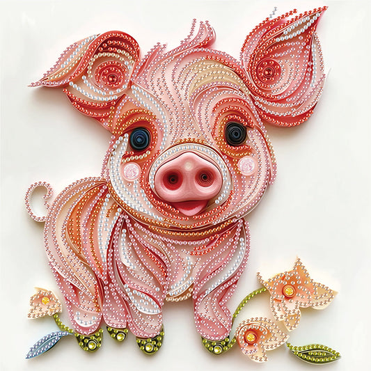 Paper Quilling Piglets - Special Shaped Drill Diamond Painting 30*30CM