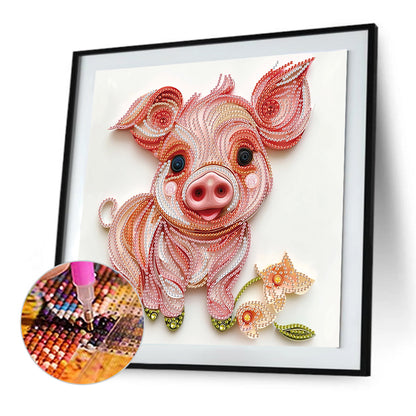 Paper Quilling Piglets - Special Shaped Drill Diamond Painting 30*30CM