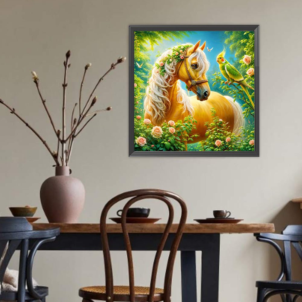 Parrots And Horses - Full Round Drill Diamond Painting 40*40CM