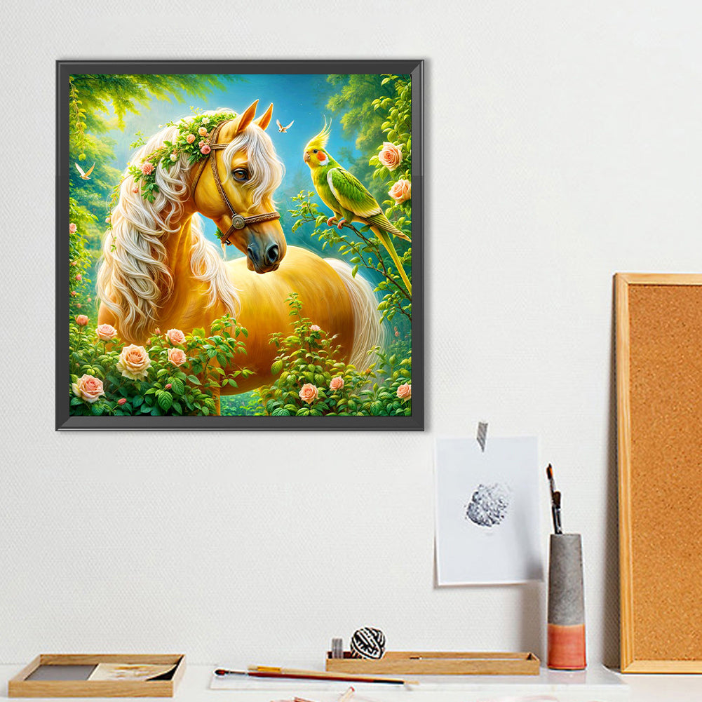 Parrots And Horses - Full Round Drill Diamond Painting 40*40CM