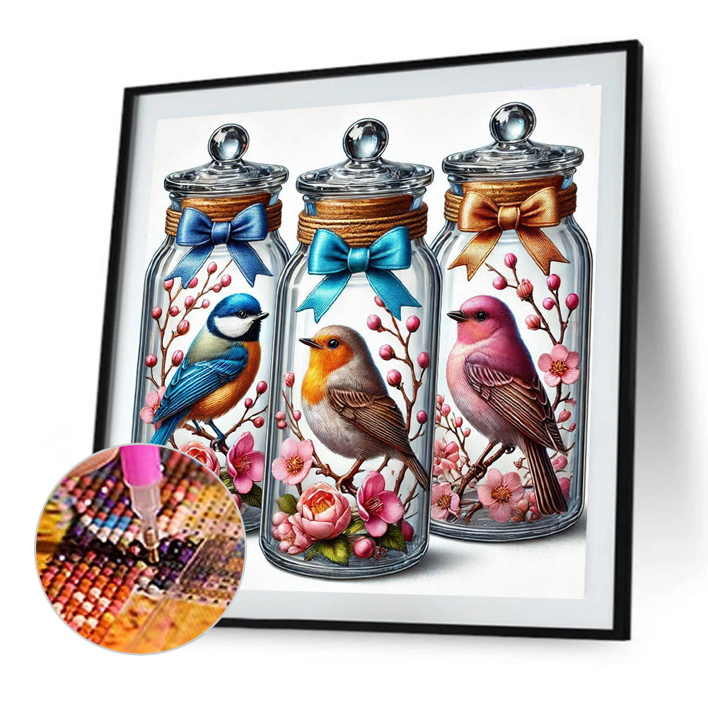 Birds In Bottles - Full Round Drill Diamond Painting 40*40CM