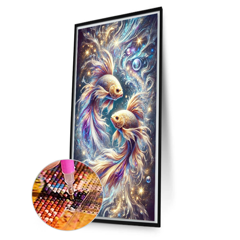Pisces Playing With Pearls - Full Square Drill Diamond Painting 40*70CM