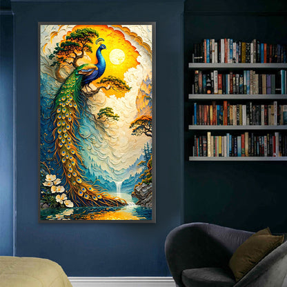 Peacocks In Green Pine Shadows - Full Square Drill Diamond Painting 40*70CM