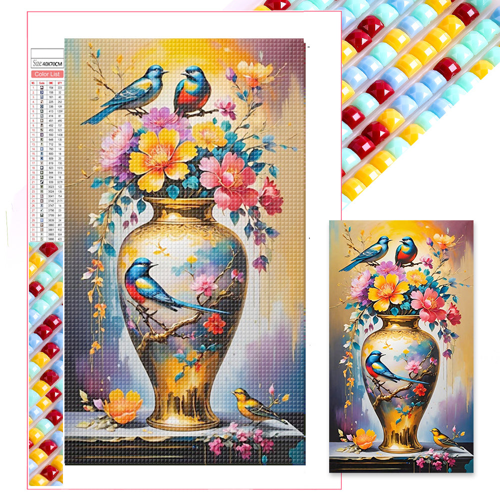 Birds And Vases - Full Square Drill Diamond Painting 40*70CM