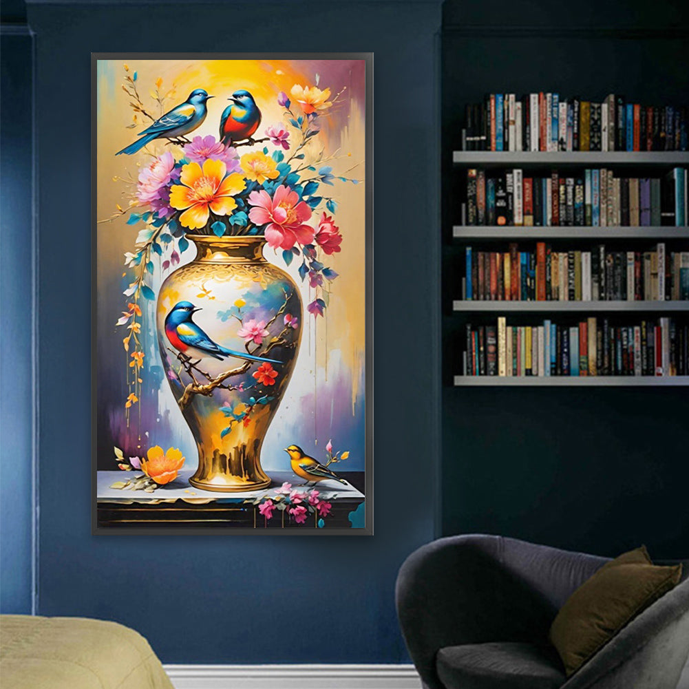 Birds And Vases - Full Square Drill Diamond Painting 40*70CM