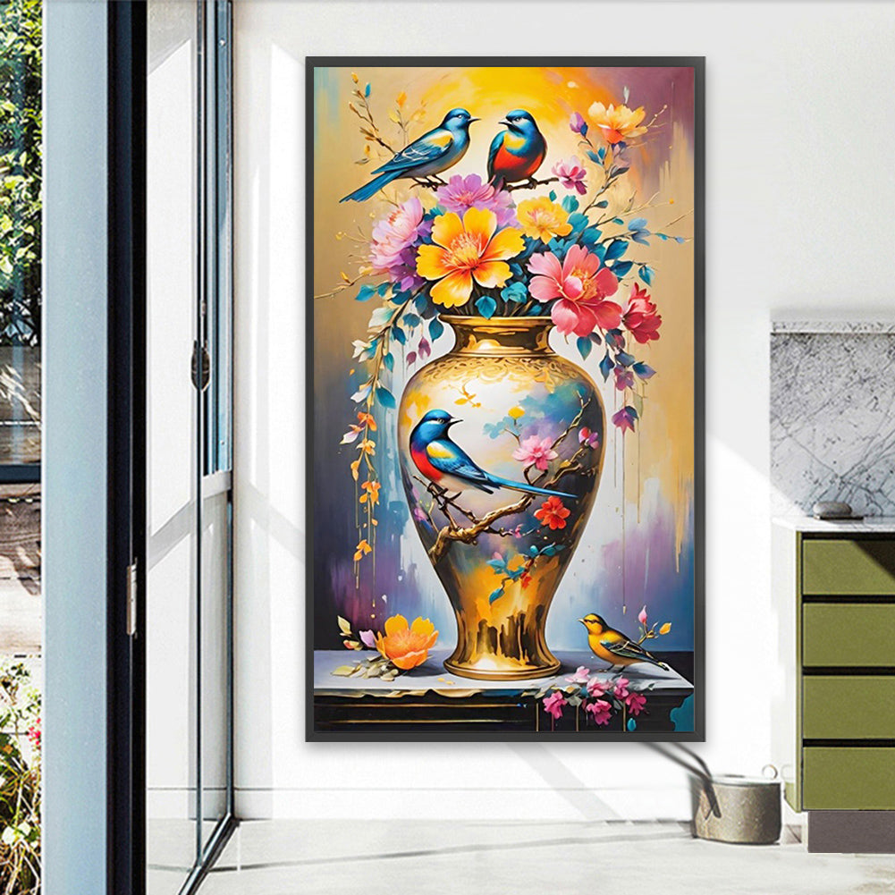 Birds And Vases - Full Square Drill Diamond Painting 40*70CM