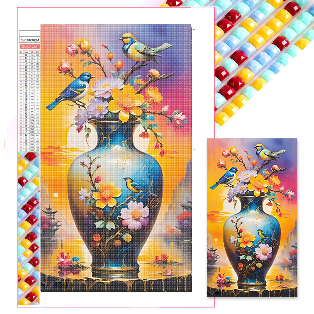 Birds And Vases - Full Square Drill Diamond Painting 40*70CM