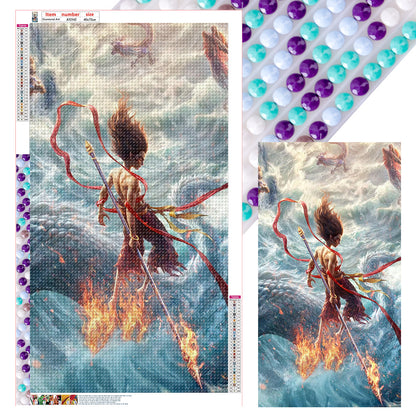 Nezha And The Dragons - Full Round Drill Diamond Painting 40*70CM