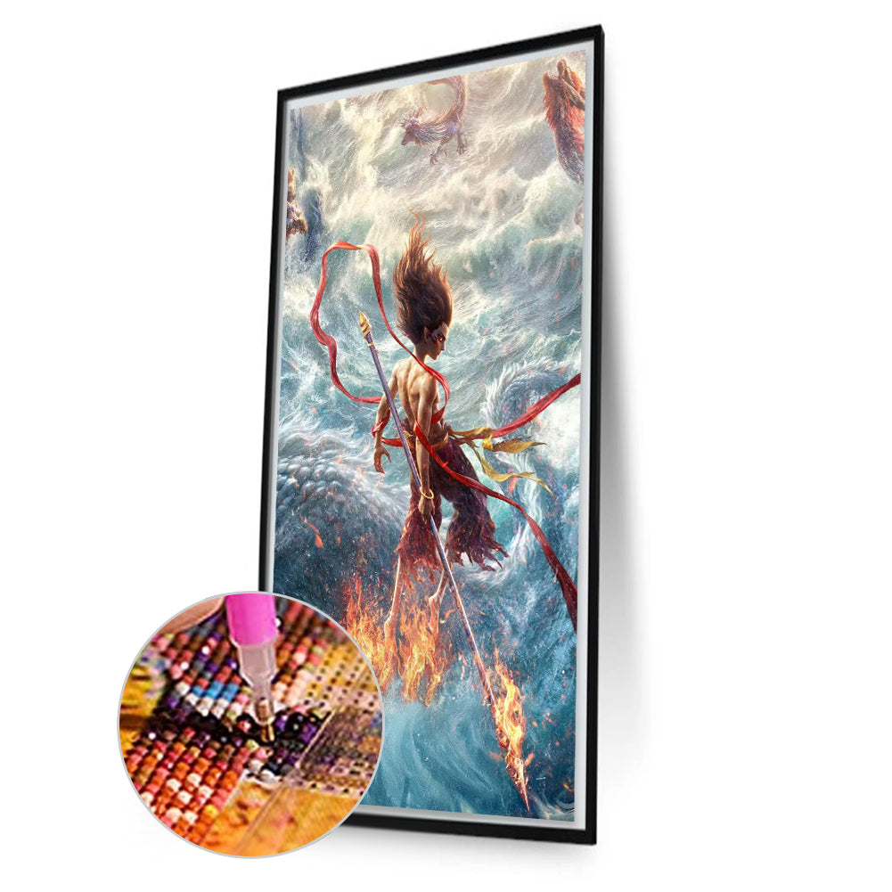 Nezha And The Dragons - Full Round Drill Diamond Painting 40*70CM