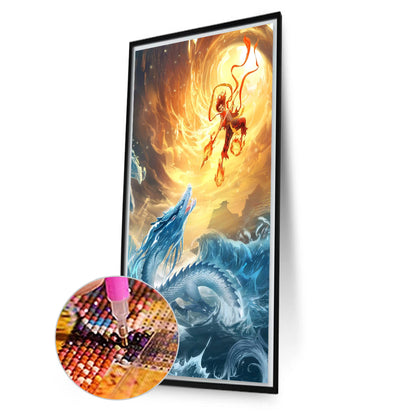 Nezha And The Dragons - Full Round Drill Diamond Painting 40*70CM
