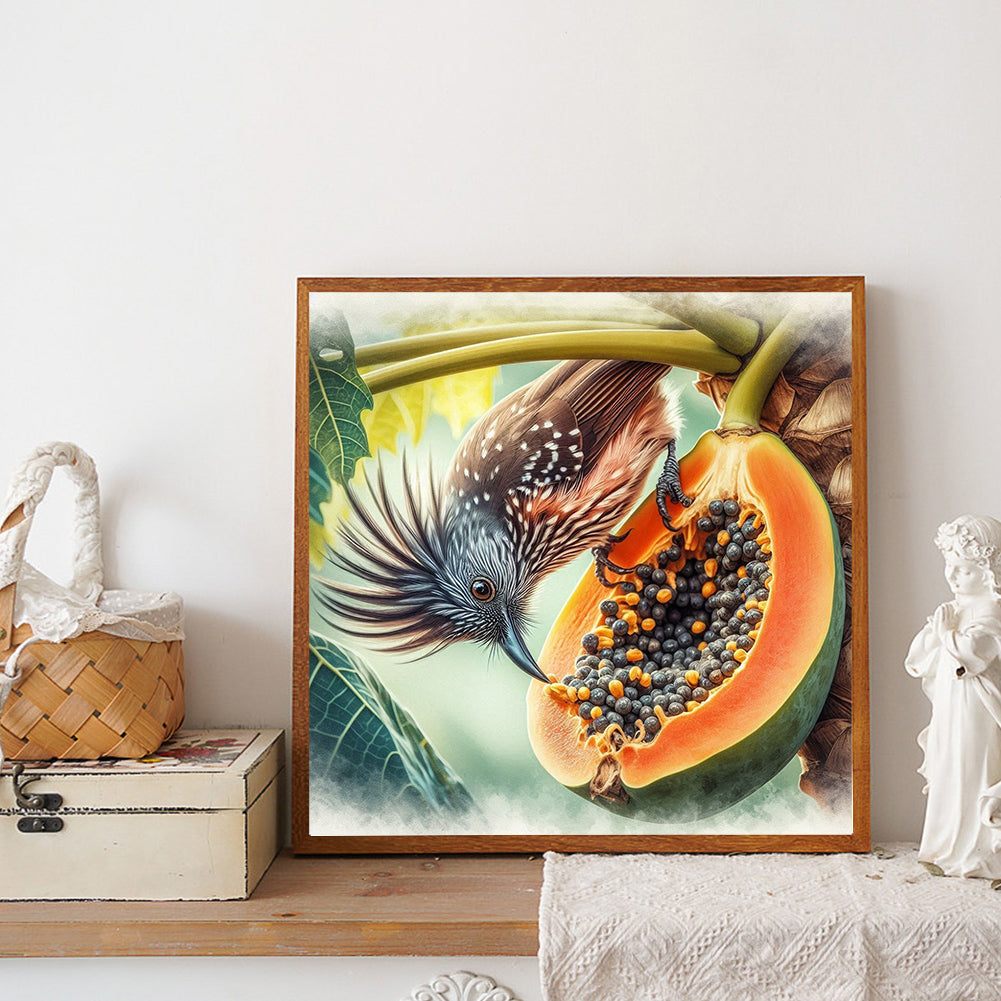 Summer Papaya Palm Finches - Full Round Drill Diamond Painting 30*30CM