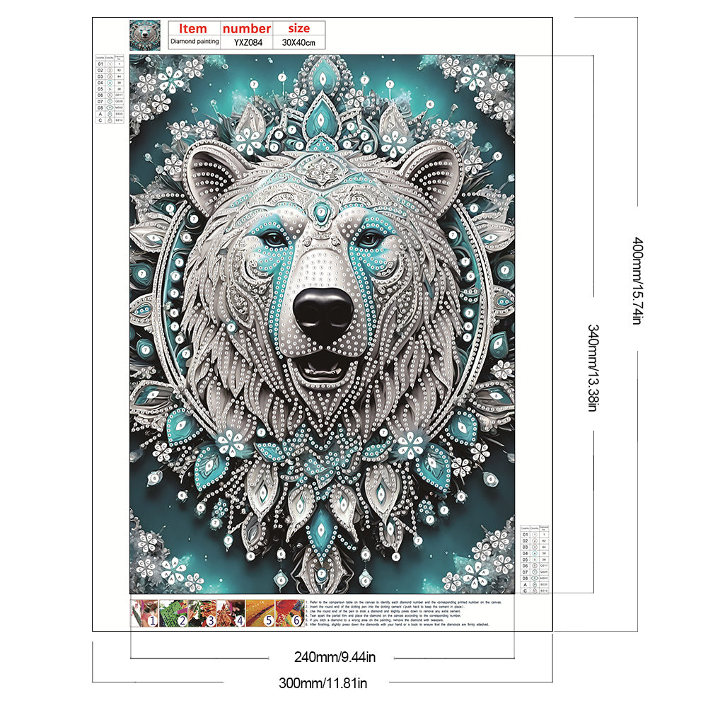 Blue Fantasy Bear - Special Shaped Drill Diamond Painting 30*40CM