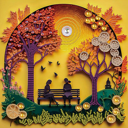 Quilling Paper Painting Autumn Bench - Special Shaped Drill Diamond Painting 30*30CM