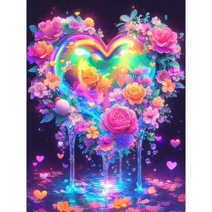 Colorful Hearts And Flowers - Full Round Drill Diamond Painting 30*40CM