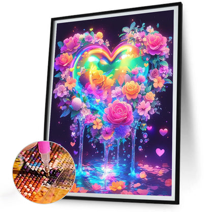 Colorful Hearts And Flowers - Full Round Drill Diamond Painting 30*40CM