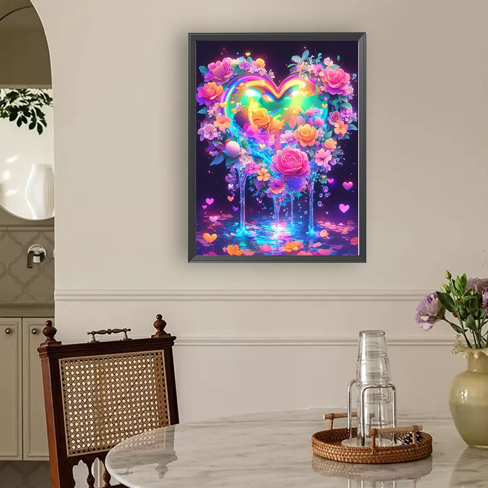 Colorful Hearts And Flowers - Full Round Drill Diamond Painting 30*40CM