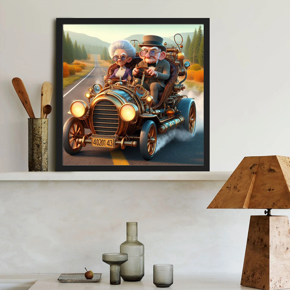 Outing Grandpa And Grandma - Full Round Drill Diamond Painting 40*40CM