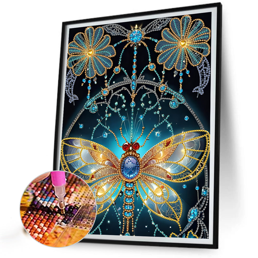 Dream Butterfly Flower - Special Shaped Drill Diamond Painting 30*40CM
