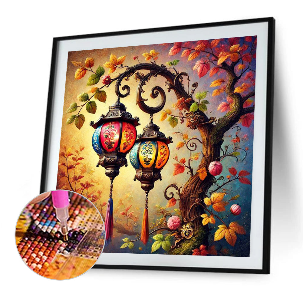 Red Lantern On The Tree - Full Square Drill Diamond Painting 30*30CM