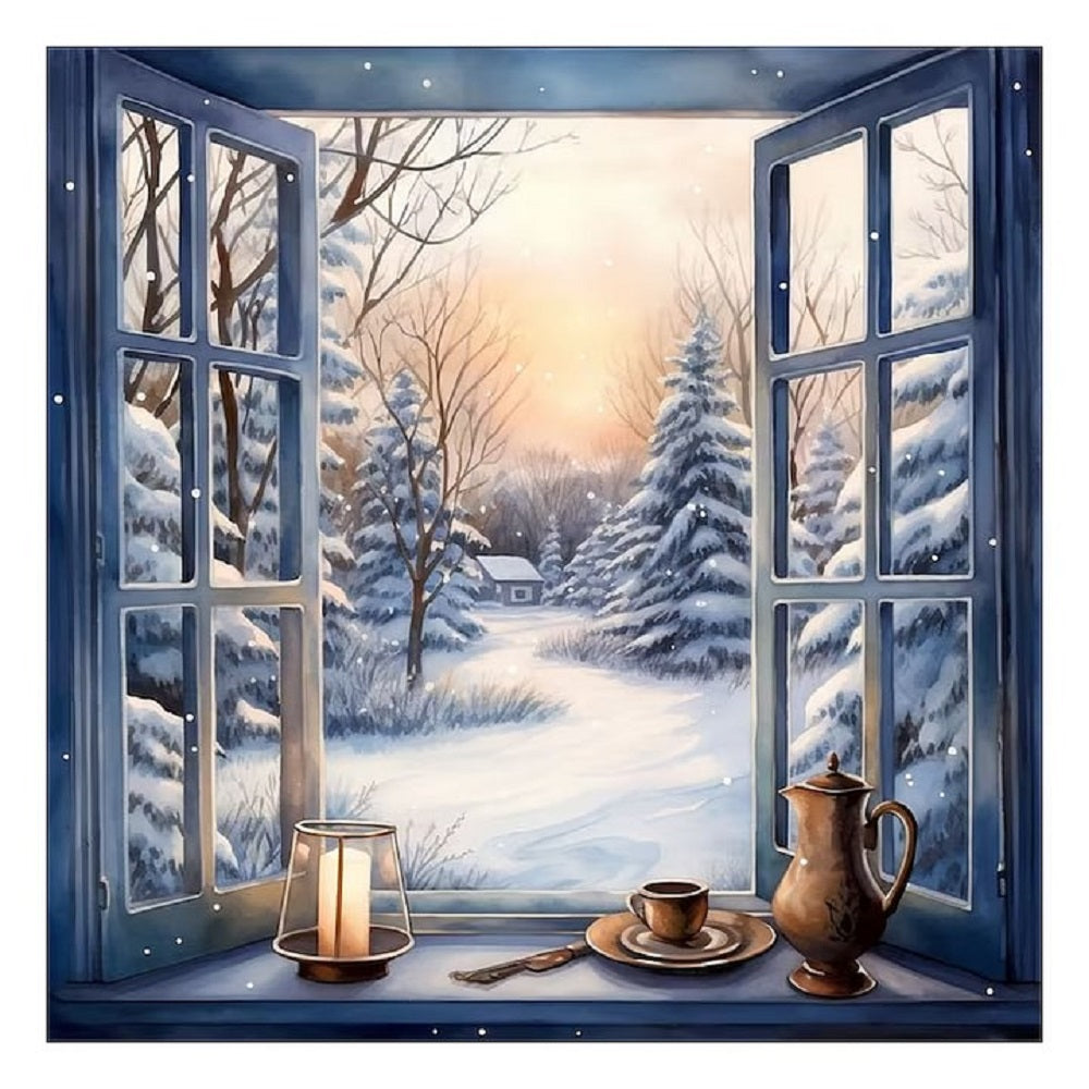Snow Outside The Window - Full Round Drill Diamond Painting 40*40CM