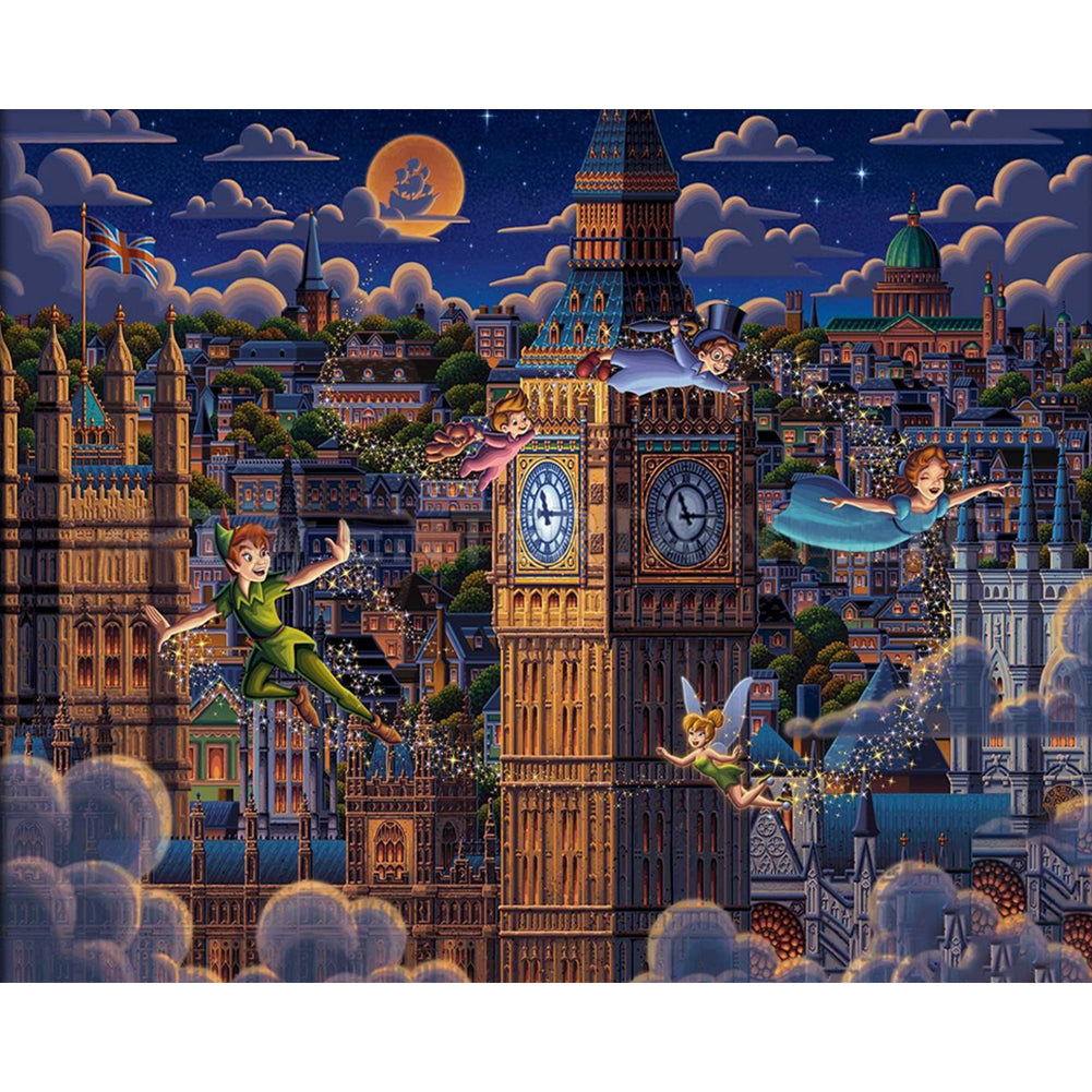 Big Ben And Cartoon Characters - Full Round Drill Diamond Painting 50*40CM