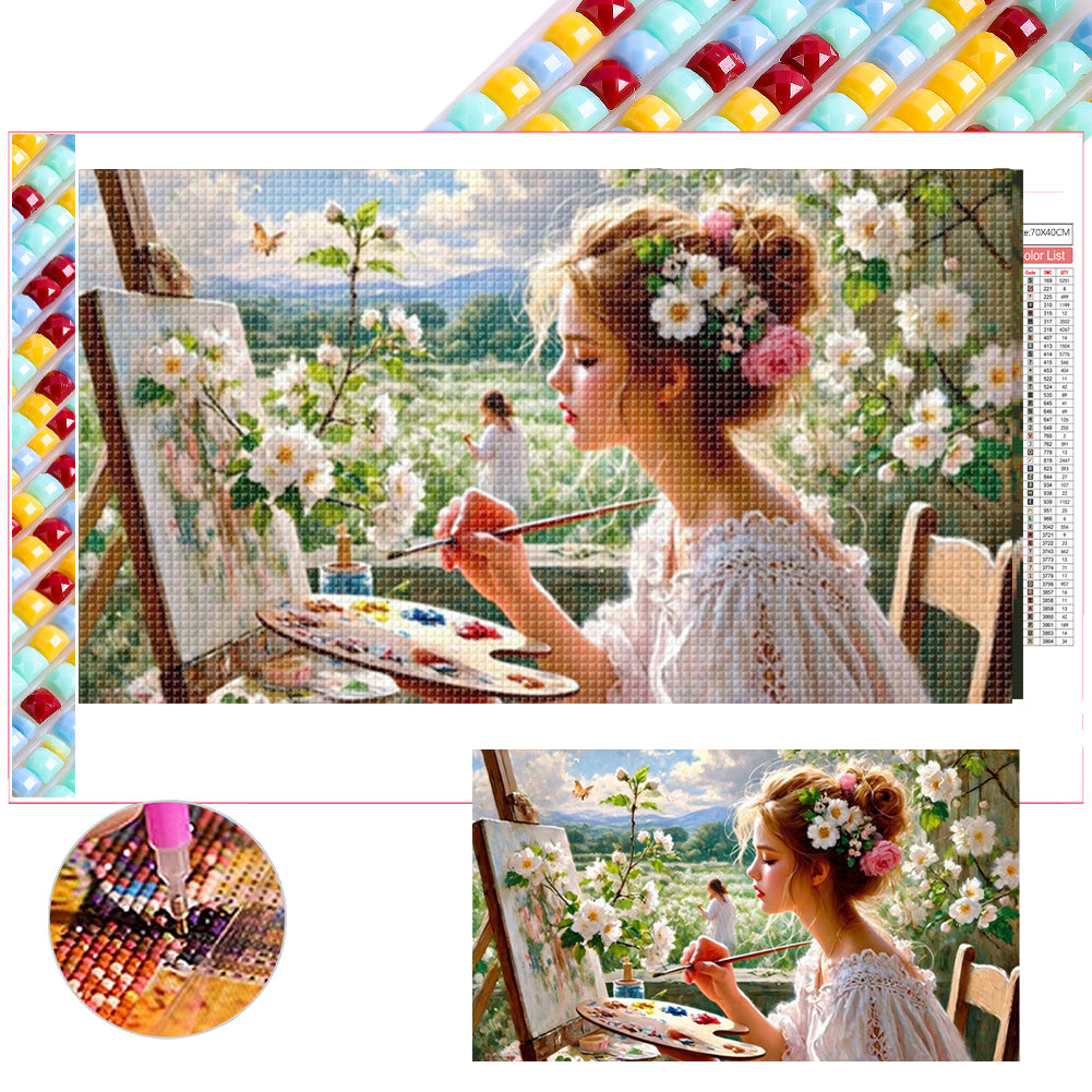 Woman Painting By The Window - Full Square Drill Diamond Painting 70*40CM