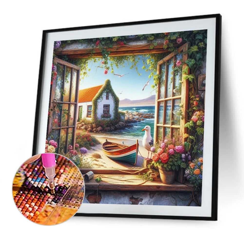 Window View - Full Round Drill Diamond Painting 40*40CM