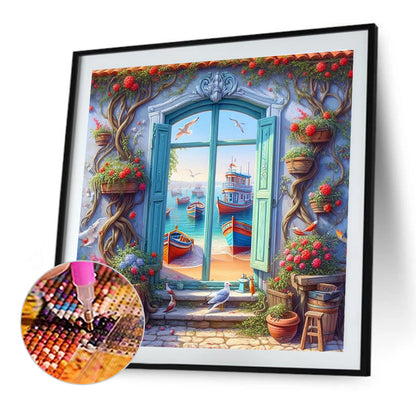 Window View - Full Round Drill Diamond Painting 40*40CM